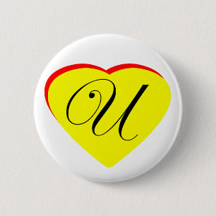 Heart Yellow Red U Wedding Invitation The MUSEUM Z 2 Inch Round Button