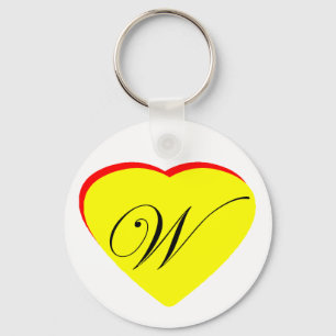 Heart Yellow Red W Wedding Invitation The MUSEUM Z Keychain