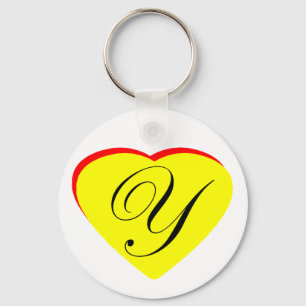 Heart Yellow Red Y Wedding Invitation The MUSEUM Z Keychain