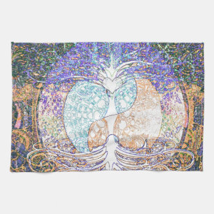 Heart, yin yang, tree of life by Amelia Carrie Kitchen Towel
