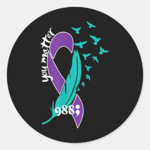 Heart You 988 Suicide Prevention Awareness Classic Round Sticker