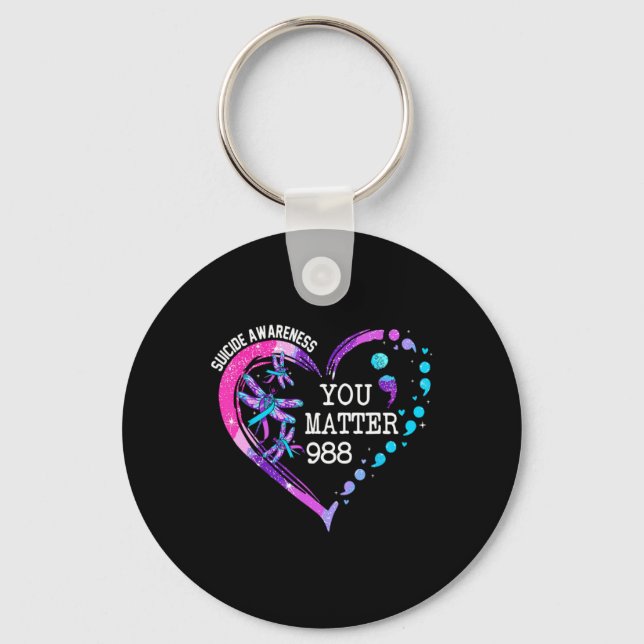 Heart You 988 Suicide Prevention Awareness  Keychain (Front)