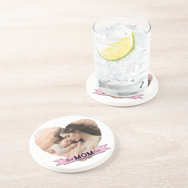 Heart You, Best Mom Ever Ribbon Coaster (Side)