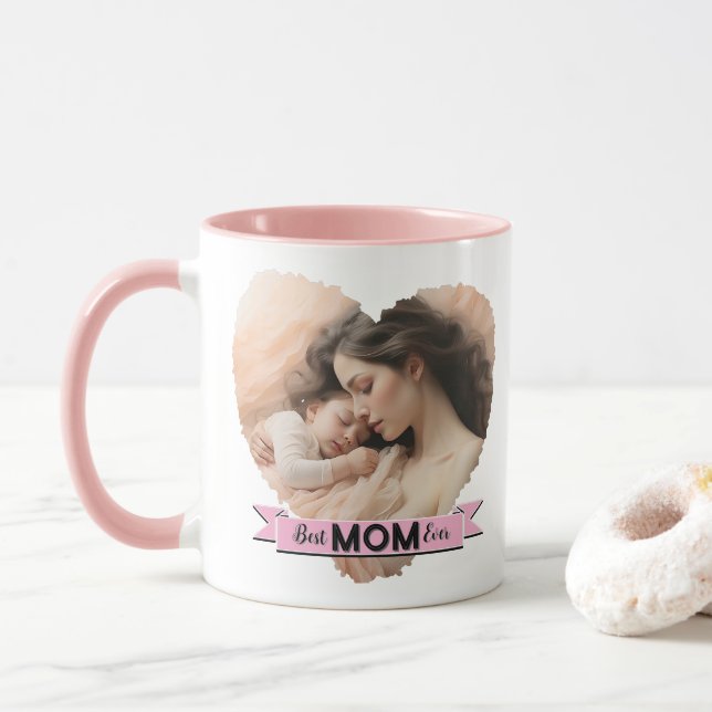Heart You, Best Mom Ever Ribbon Mug (With Donut)