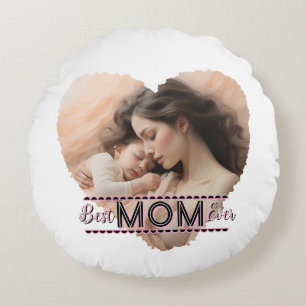 Heart You, Best Mom Ever Round Pillow