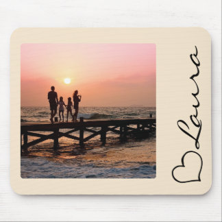 Heart Your Name Photo Script Custom Gift Mouse Pad
