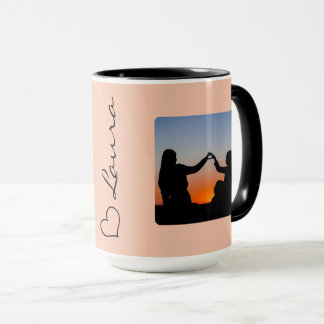 Heart Your Name Photo Script Custom Gift Mug