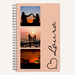 Heart Your Name Photo Script Custom Gift Notebook