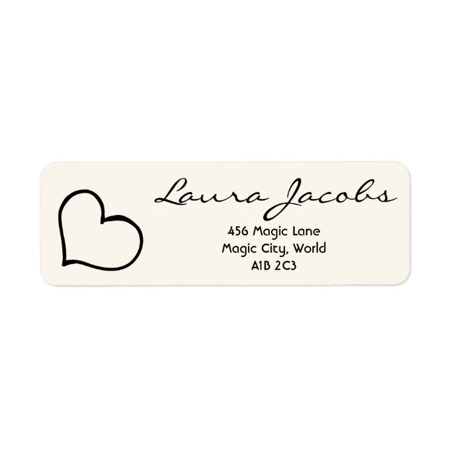 Heart Your Name Script Custom Gift Address Labels (Front)
