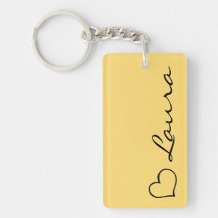 Heart Your Name Script Custom Gift Keychain