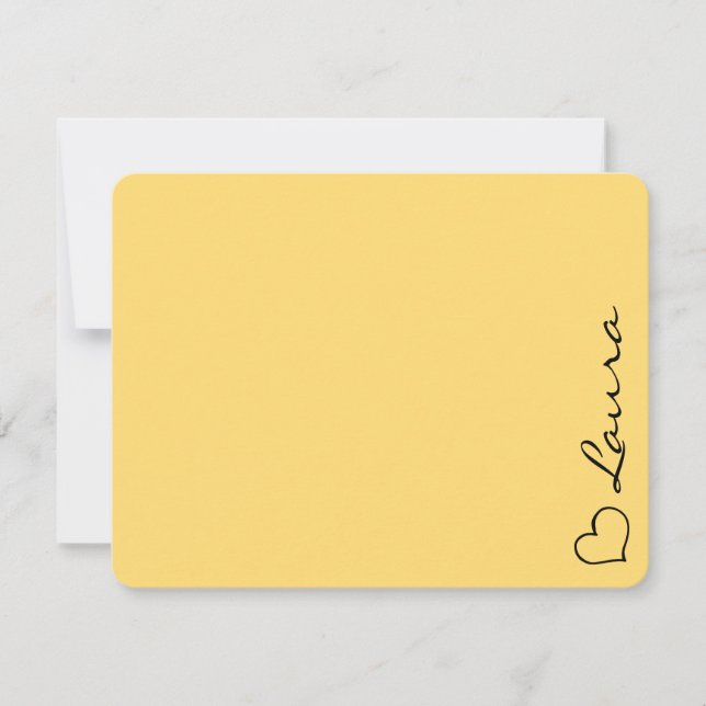 Heart Your Name Script Custom Gift Note Card (Front)