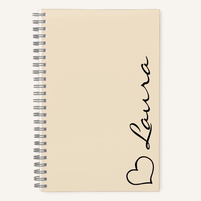 Heart Your Name Script Custom Gift Notebook (Front)