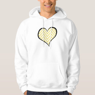 Heart, Zigzag Pattern, Chevron Pattern - Yellow Hoodie