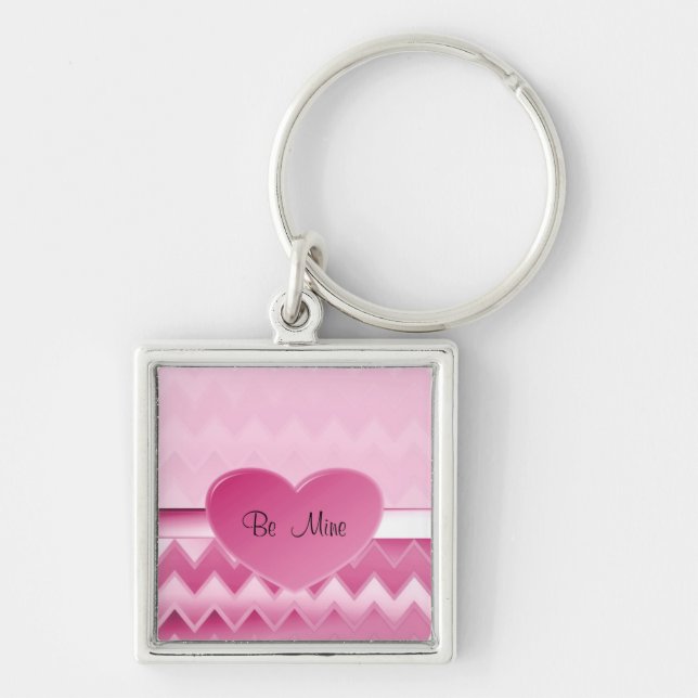 Heart zigzag-Pink Keychain (Front)