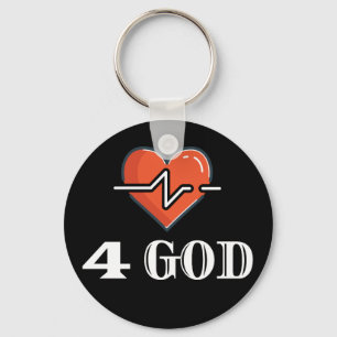 Heartbeat 4 God Red and White Keychain