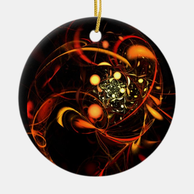 Heartbeat Abstract Art Circle Ornament (Front)