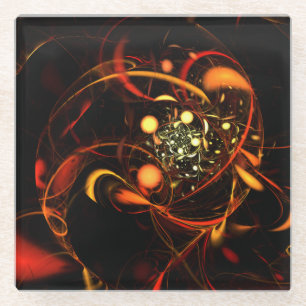 Heartbeat Abstract Art Glass Coaster