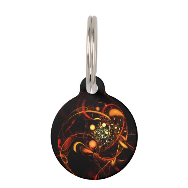 Heartbeat Abstract Art Round Pet Tag (Front)