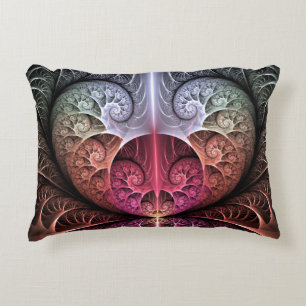 Heartbeat, Abstract Surreal Fantasy Fractal Art Accent Pillow