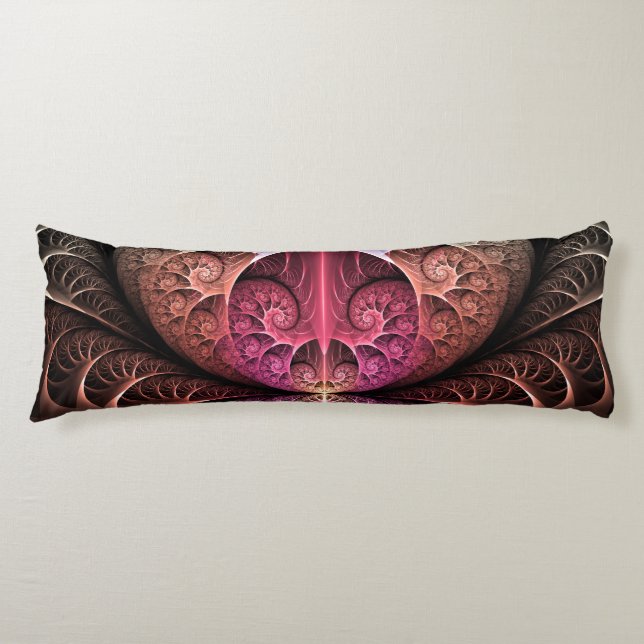 Heartbeat, Abstract Surreal Fantasy Fractal Art Body Pillow (Front)