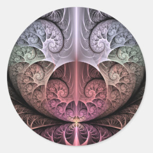 Heartbeat, Abstract Surreal Fantasy Fractal Art Classic Round Sticker