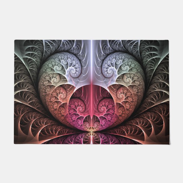 Heartbeat, Abstract Surreal Fantasy Fractal Art Doormat (Front)