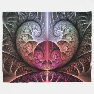 Heartbeat, Abstract Surreal Fantasy Fractal Art Fleece Blanket