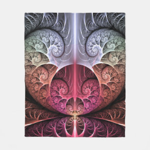 Heartbeat, Abstract Surreal Fantasy Fractal Art Fleece Blanket