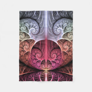 Heartbeat, Abstract Surreal Fantasy Fractal Art Fleece Blanket