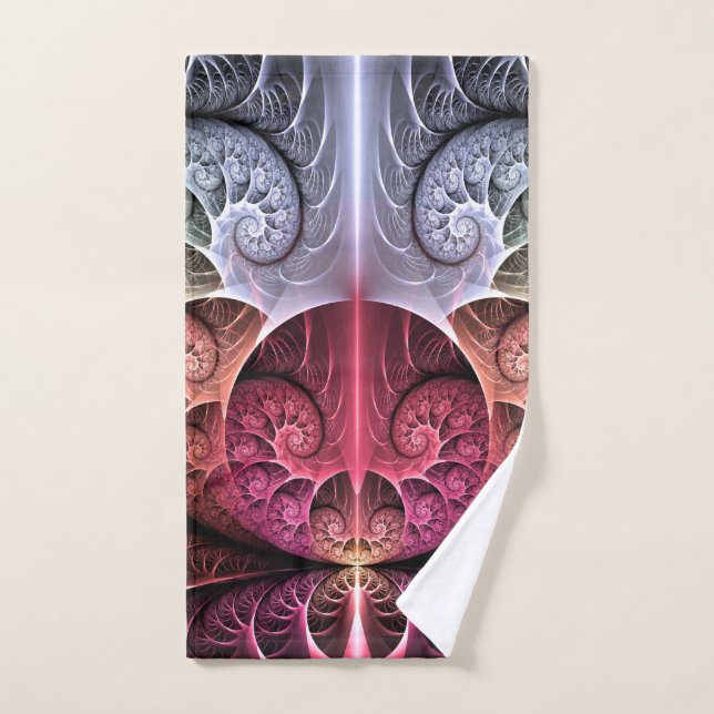Heartbeat, Abstract Surreal Fantasy Fractal Art Hand Towel (Hand Towel)