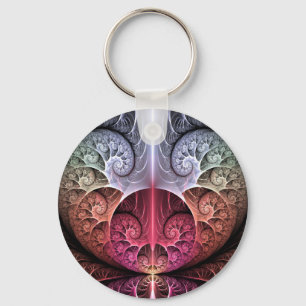 Heartbeat, Abstract Surreal Fantasy Fractal Art Keychain
