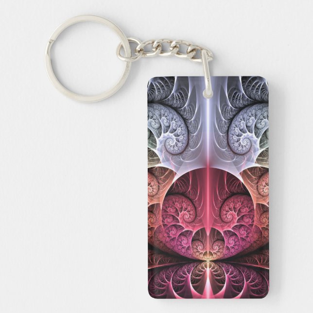 Heartbeat, Abstract Surreal Fantasy Fractal Art Keychain (Front)