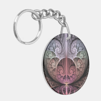 Heartbeat, Abstract Surreal Fantasy Fractal Art Keychain