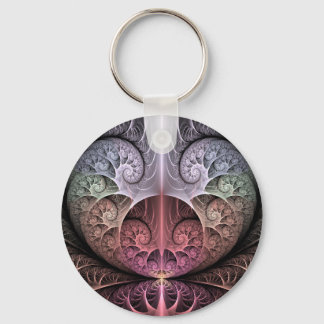 Heartbeat, Abstract Surreal Fantasy Fractal Art Keychain