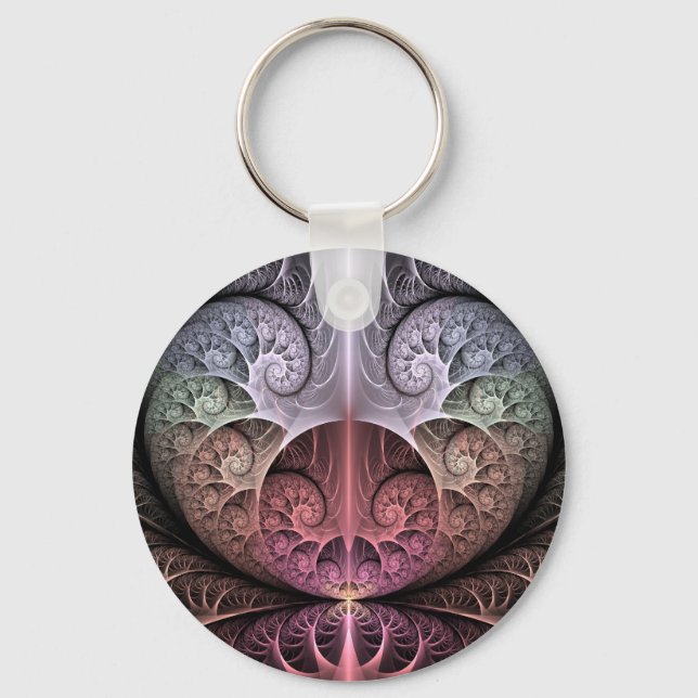 Heartbeat, Abstract Surreal Fantasy Fractal Art Keychain (Front)