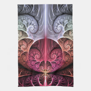 Heartbeat, Abstract Surreal Fantasy Fractal Art Kitchen Towel