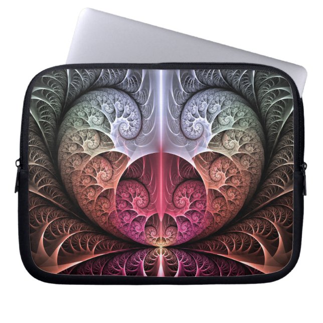 Heartbeat, Abstract Surreal Fantasy Fractal Art Laptop Sleeve (Front)