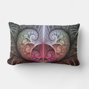 Heartbeat, Abstract Surreal Fantasy Fractal Art Lumbar Pillow