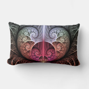 Heartbeat, Abstract Surreal Fantasy Fractal Art Lumbar Pillow