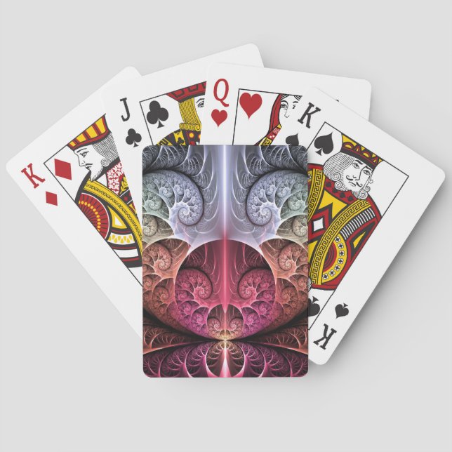 Heartbeat, Abstract Surreal Fantasy Fractal Art Playing Cards (Back)
