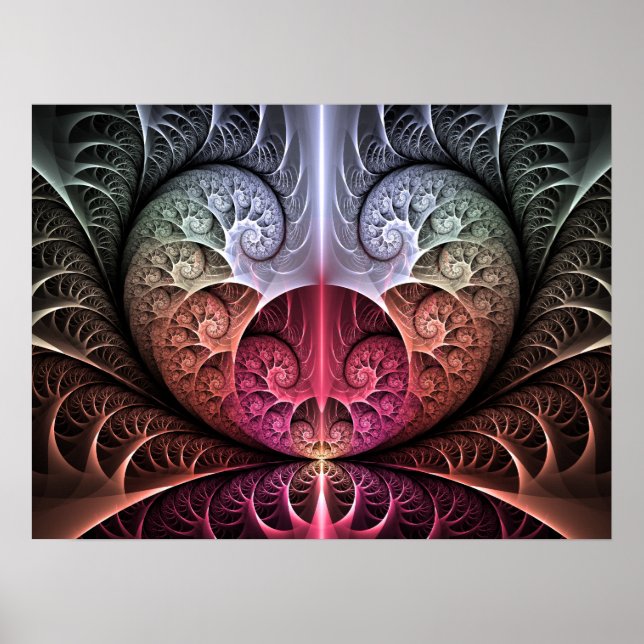 Heartbeat, Abstract Surreal Fantasy Fractal Art Poster (Front)