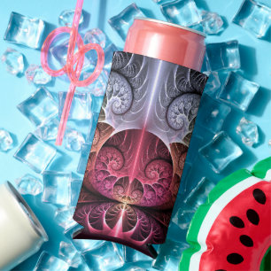 Heartbeat, Abstract Surreal Fantasy Fractal Art Seltzer Can Cooler