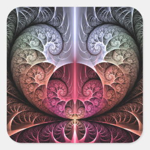 Heartbeat, Abstract Surreal Fantasy Fractal Art Square Sticker