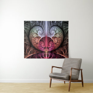 Heartbeat, Abstract Surreal Fantasy Fractal Art Tapestry