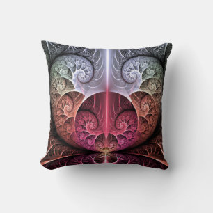 Heartbeat, Abstract Surreal Fantasy Fractal Art Throw Pillow