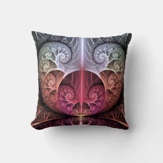 Heartbeat, Abstract Surreal Fantasy Fractal Art Throw Pillow