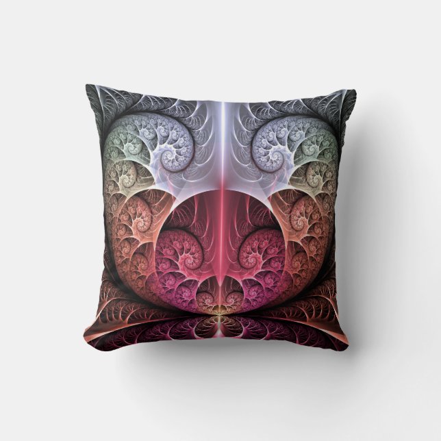 Heartbeat, Abstract Surreal Fantasy Fractal Art Throw Pillow (Front)