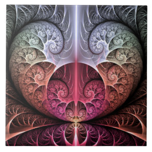 Heartbeat, Abstract Surreal Fantasy Fractal Art Tile