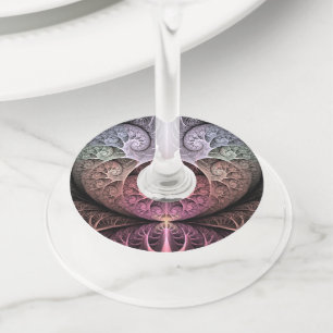 Heartbeat, Abstract Surreal Fantasy Fractal Art Wine Glass Tag