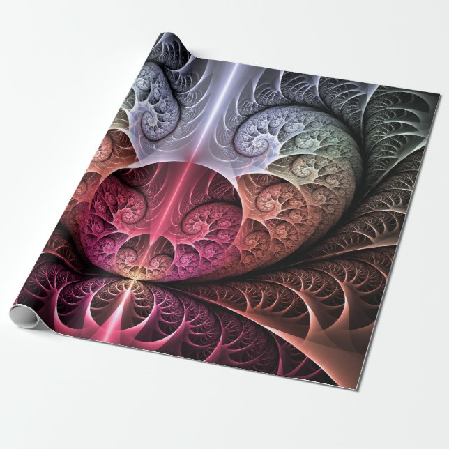 Heartbeat, Abstract Surreal Fantasy Fractal Art Wrapping Paper (Unrolled)